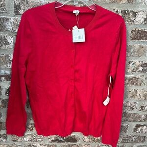 Red Button-Up Cardigan